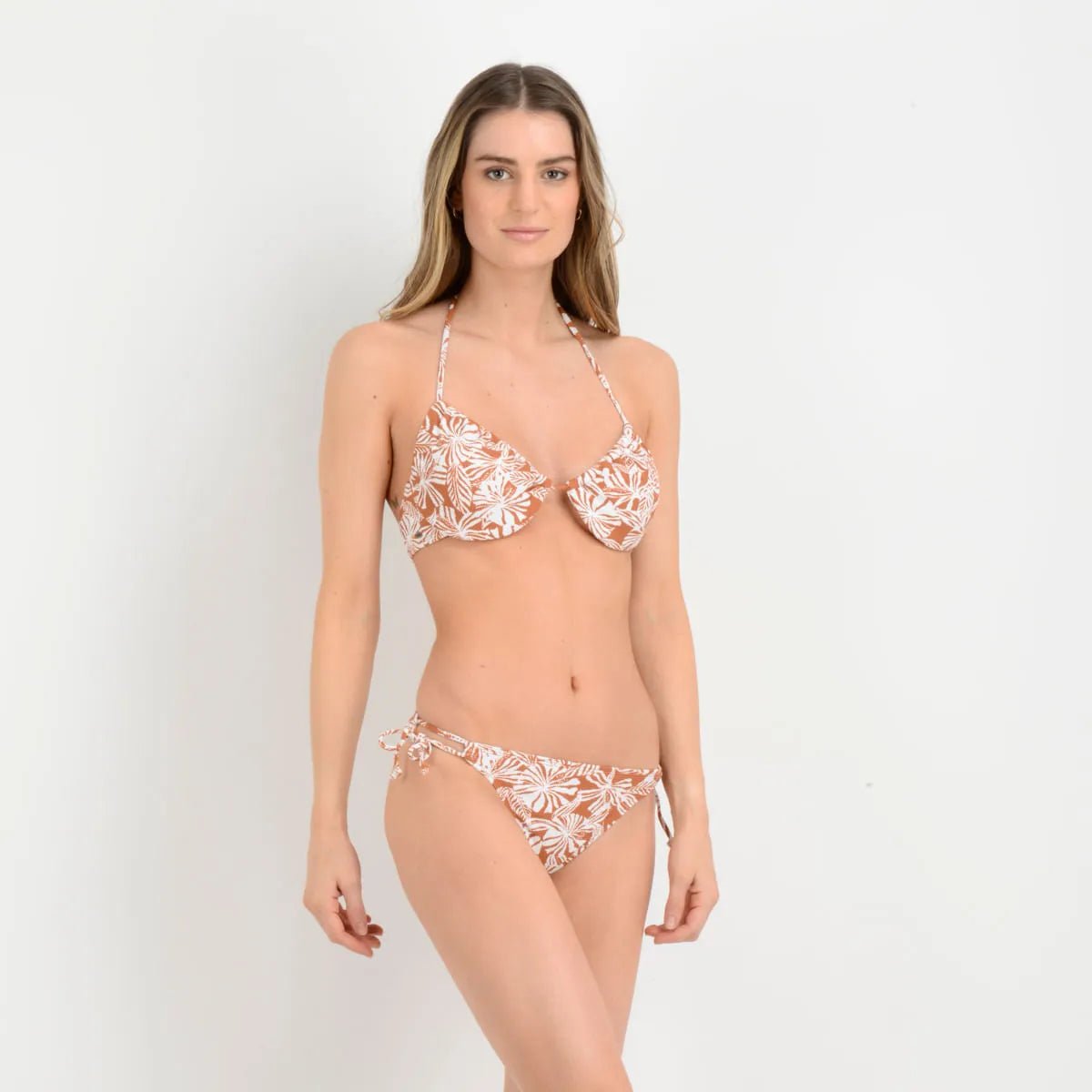 Bikini half moon café cobre talla L