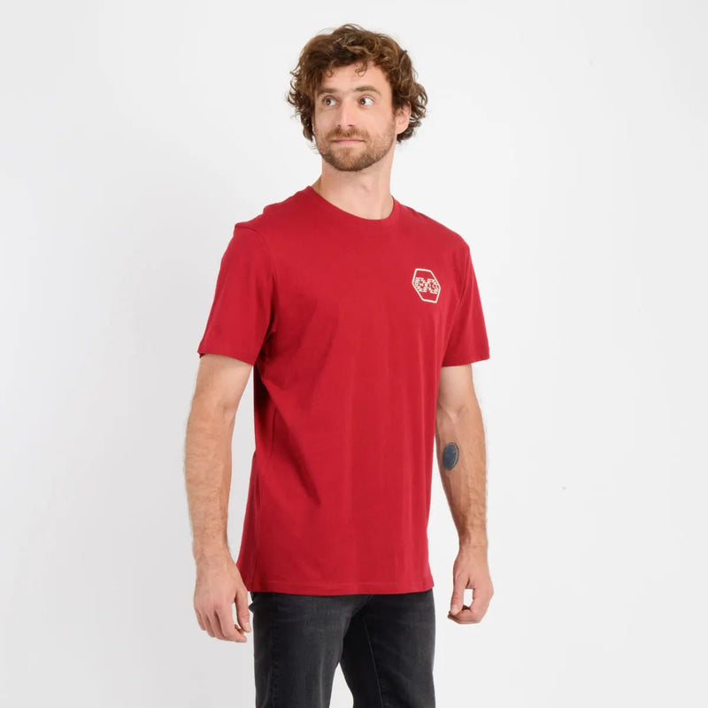 Polera manga corta etnic rojo oscuro