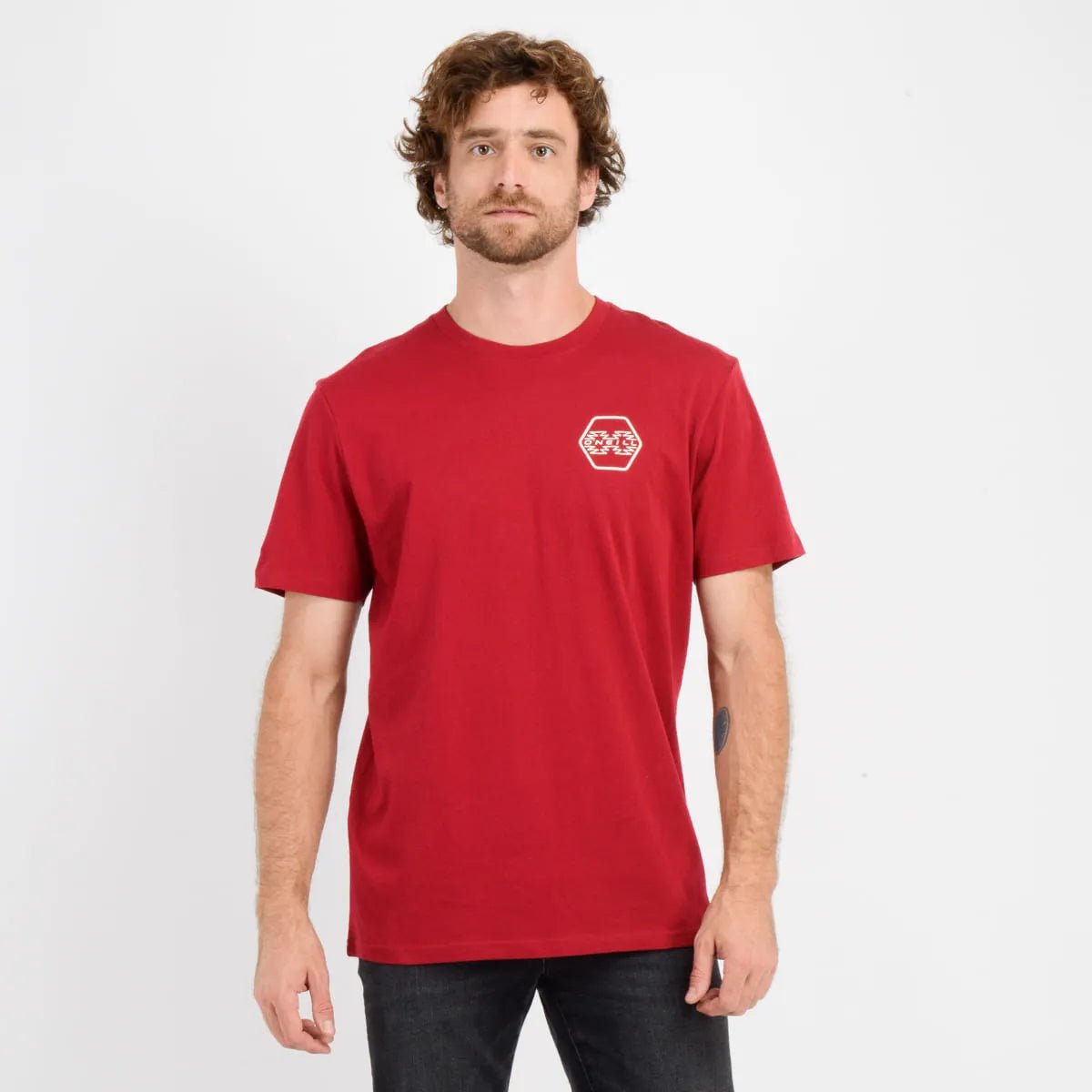 Polera manga corta etnic rojo oscuro